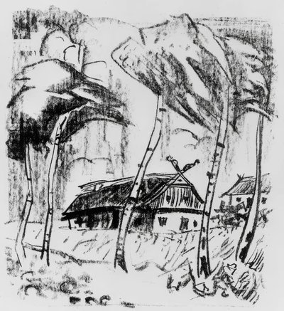 Birkenin takana oleva maatila tekijältä Max Pechstein