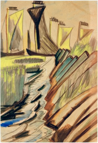 Kurenkähne-veneet pengertien varrella tekijältä Max Pechstein