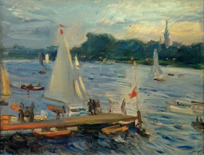 Segelboote auf der Alster am Abend tekijältä Max Slevogt