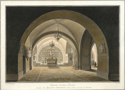 Golgatan paikalla sijaitsevan Pyhän haudan kirkon sisustus, 1821 tekijältä Maxim Nikiphorovich Vorobyev