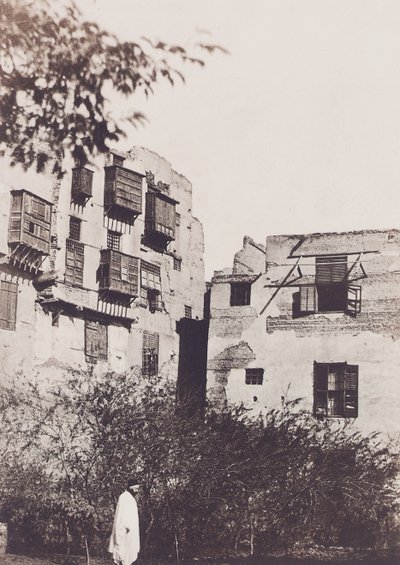 Kairo, talo ja puutarha ranskalaisessa korttelissa, Gustave Flaubertin kanssa, 1850 tekijältä Maxime Du Camp