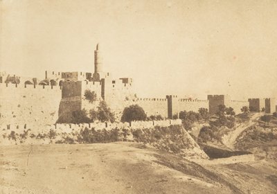 David Daoud Kalesyn linna ja Jerusalemin muurit, elokuu 1850. tekijältä Maxime Du Camp