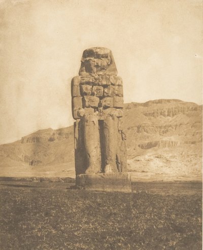 Kunnostettu Amenophis III:n kolossi Theban laulupatsaalla tai Memnonin kolossilla, 1849-50. tekijältä Maxime Du Camp