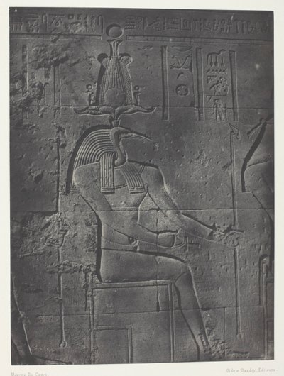 Isiksen suuri temppeli Philoessa, Tôth Ibiocéphale; Nubia, levy 79 albumista "Egypte, Nubie, Palestine et Syrie" (1852). tekijältä Maxime Du Camp
