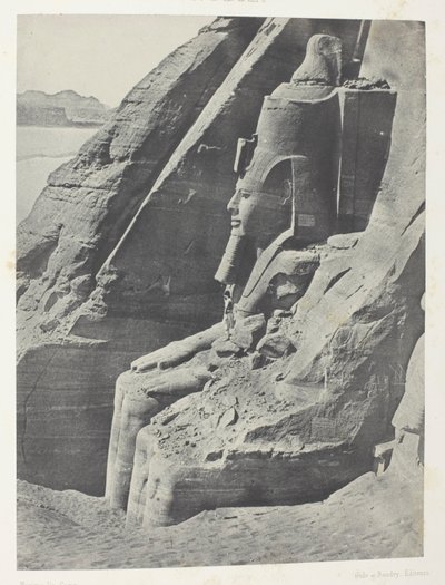 Ibsamboul, Colosse Oriental Du Spéos De Phrè, Vu De Profil; Nubie, levy 104 albumista "Egypte, Nubie, Palestine et Syrie" (1852). tekijältä Maxime Du Camp