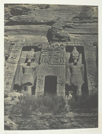 Ibsamboul, Hathorin Speosin sisäänkäynti, Nubia, 184951, painettu 1852. tekijältä Maxime Du Camp