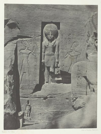 Ibsamboul, Phrèn Speosin sisäänkäynnin veistokset, Nubia, 184951, painettu 1852. tekijältä Maxime Du Camp
