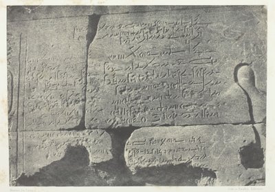 Demotic Inscription, Great Temple of Isis at Philoe, Nubia, 184951, painettu 1852. tekijältä Maxime Du Camp