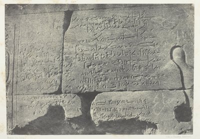 Demoottinen kirjoitus, Isiksen suuri temppeli Philoessa; Nubia, levy 77 albumista "Egypti, Nubia, Palestiina ja Syyria" (1852). tekijältä Maxime Du Camp