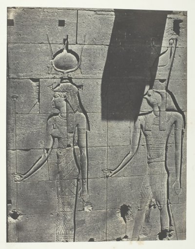 Kalabscheh, veistoksia temppelin takajulkisivulta, Nubia, 184951, painettu 1852. tekijältä Maxime Du Camp