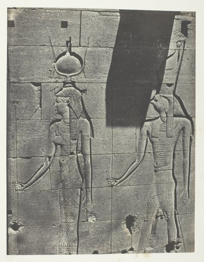 Kalabscheh, Sculptures De La Façade Postérieure Du Temple; Nubie, levy 92 albumista "Egypte, Nubie, Palestine et Syrie" (1852). tekijältä Maxime Du Camp