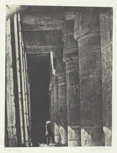Medinet-Habou, Ramses-Méiamounin palatsin galleria, Thebes, 184951, painettu 1852. tekijältä Maxime Du Camp