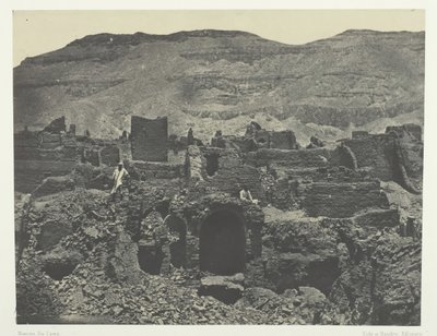 Medinet-Habou, Papan kaupungin rauniot, Thebes, 184951, painettu 1852. tekijältä Maxime Du Camp