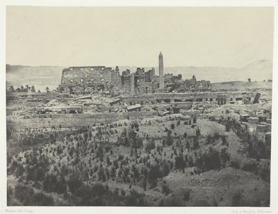 Karkakin palatsi, yleinen näkymä raunioista, itään katsova, Thebes, 184951, painettu 1852. tekijältä Maxime Du Camp