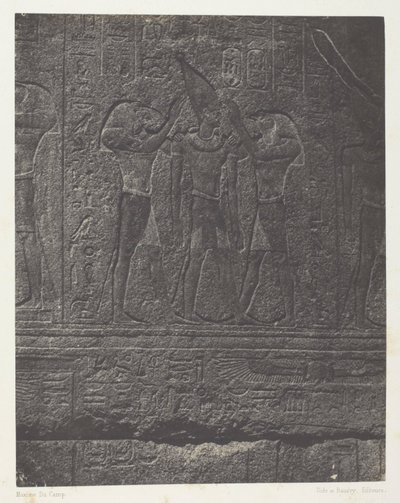 Karnakin palatsi, graniittipyhäkön ulkoveistokset; Thebes tekijältä Maxime Du Camp