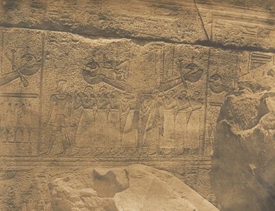 Karnac Thebes palatsin graniittipyhäkön ulkoveistoksia Philippe-A..., 1849-50. tekijältä Maxime Du Camp