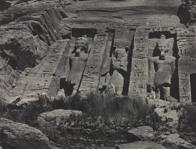 Kallioon hakatun Hathorin temppelin eteläosa, Abu Simbel, 1850. tekijältä Maxime Du Camp