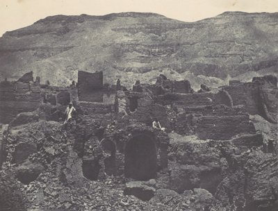 Thebes. Medinet-Habou. Papan kaupungin rauniot, 1850. tekijältä Maxime Du Camp
