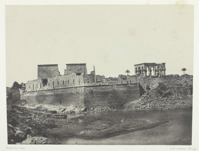 Näkymä lounaiskulmasta, Philoe, Nubia, 184951, painettu 1852. tekijältä Maxime Du Camp