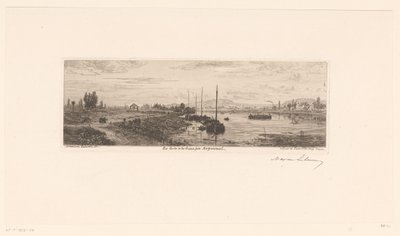 Näkymä Seine-joelle lähellä Argenteuilia Les bords de la Seine près Argenteuil (otsikko esineessä) tekijältä Maxime François Antoine Lalanne (signed by artist)