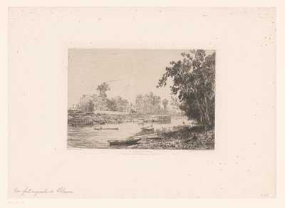 Näkymä Seine-joelle Neuillyssa À Neuilly (Seine) (otsikko esineessä) tekijältä Maxime François Antoine Lalanne