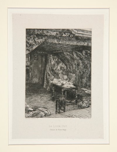 Le look out, Cabinet de Victor Hugo (The Look-Out, The Office of Victor Hugo), pl. 9 sviitistä Chez Victor Hugo (Victor Hugo tekijältä Maxime Lalanne