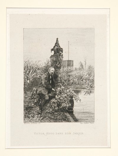 Victor Hugo dans son jardin (Victor Hugo in His Garden), pl. 12 sviitistä Chez Victor Hugo (Victor Hugo tekijältä Maxime Lalanne
