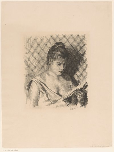 Nainen lukee paljain hartioin tekijältä Maximilien Luce (signed by artist)