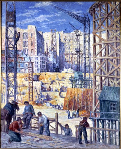 Rakennustyömaa Pariisissa, Quai de Passy, ​​1907. tekijältä Maximilien Luce
