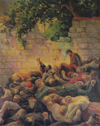 Kommunaarien teloitus "Mur des Federesilla" tekijältä Maximilien Luce