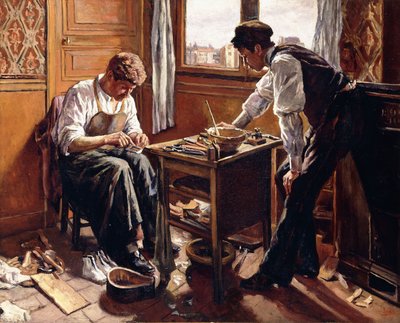 Suutarit, kaksi Givortin veljestä, 1884 tekijältä Maximilien Luce