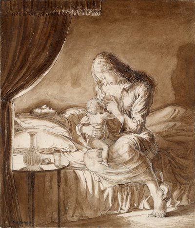 Yökuvaus - Nainen ruokkimassa lastaan, 1900-luku tekijältä Maxwell Gordon Lightfoot
