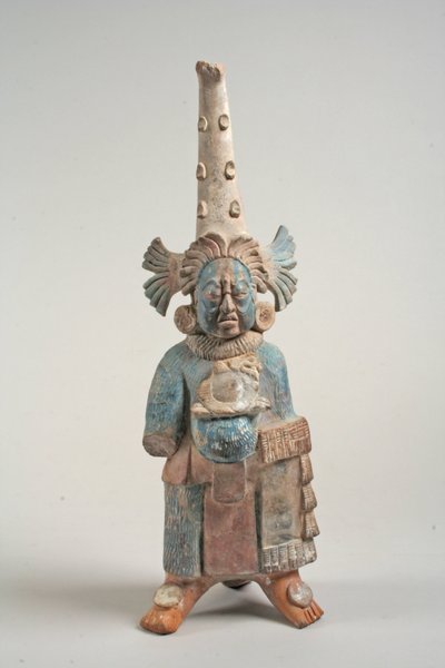 Pukuhahahmo Meksikosta, 7.-8. vuosisata (keramiikka, pigmentti) tekijältä Mayan