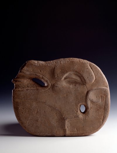 Esikolumbialainen taide, maya-sivilisaatio, klassinen aikakausi: zoomorfinen kirves veistetyssä kivessä, joka edustaa hirven päätä. Himmeä. 26,5 x leveys 19,5 cm Guatemala, Museo Nazionale di Archeologia e Etnologia tekijältä Mayan Mayan