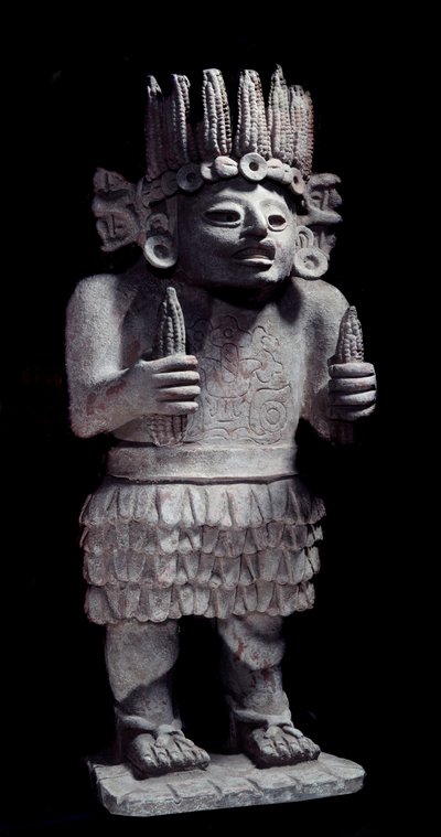 Kolumbiaa edeltävä sivilisaatio: Maya-patsas, joka edustaa piikojen jumalaa. Pariisi, Musee de l