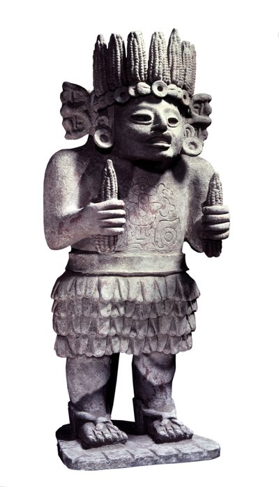 Kolumbiaa edeltävä sivilisaatio: Maya-patsas, joka edustaa piikojen jumalaa. Pariisi, Musee de l