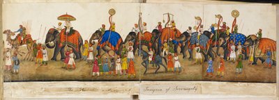Processional panoraama, kuva "Reminiscences of Imperial Delhi". Delhi-kirja, kirjoittanut Sir Thomas Theophilus Metcalfe tekijältä Mazar or Mazhar Ali Khan