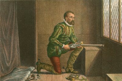 James Hamilton odottaa Regent Morayn lähestymistä (värillinen kaiverrus). tekijältä McLaren John Ralston