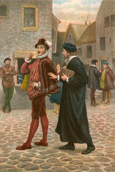 John Welch puhuttelee Robert Glendinningiä ja ennustaa, että hänet kutsutaan hänen seuraajakseen ministeriössä (värillinen kaiverrus). tekijältä McLaren John Ralston