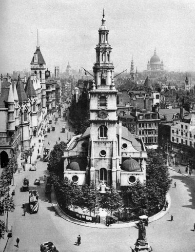 St Clement Danesin kirkko, Strand ja Fleet Street Australia Housesta, Lontoosta, 1926-1927. tekijältä McLeish