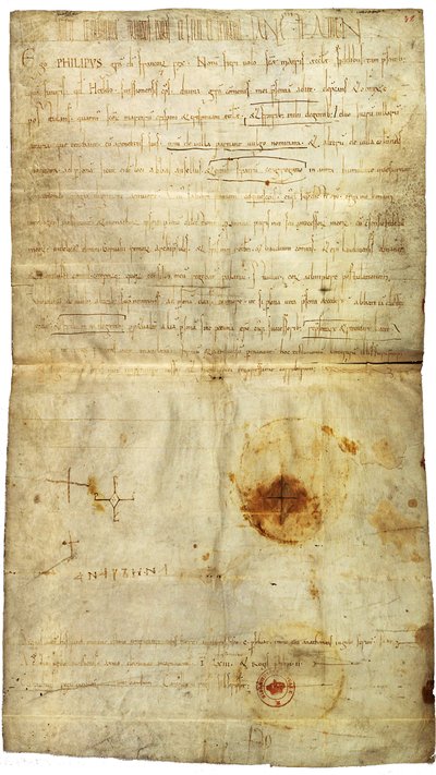 Filip I:n diplomi Soissonsissa sijaitsevan St. Crépinin luostarille, Ranskan kuningattaren Anne Kiovan allekirjoitus, 1063 tekijältä Medieval Document