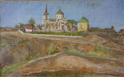 Tarkhany. Näkymä Arkkienkeli Mikaelin kirkolle, 1938 tekijältä Meer Michailovich Gokhstein