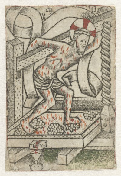 Kristus viinikuurnassa tekijältä Meester van het Martyrium der Tienduizend