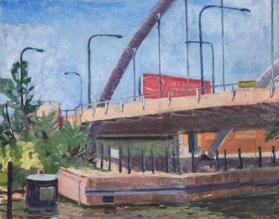 Damenin silta joen suunnasta, 2011 (öljy kankaalle) tekijältä Megan Williamson
