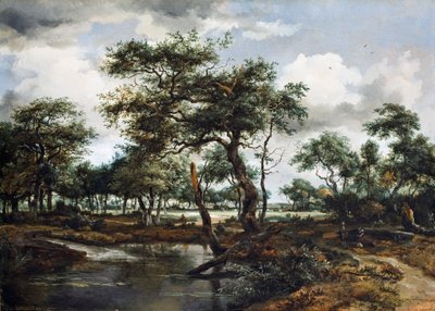 Lampi metsässä, 1668 (öljy tammilevylle) tekijältä Meindert Hobbema