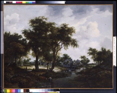 Vesimylly (The Trevor Landscape) (öljy kankaalle) tekijältä Meindert Hobbema