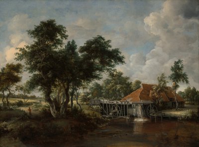 Vesimylly suurella punaisella katolla, 166265. tekijältä Meindert Hobbema