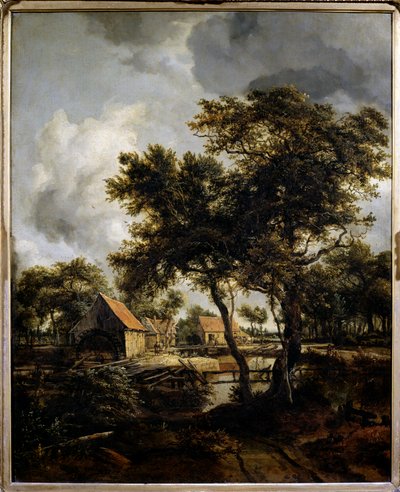 Vesimylly Meindert Hobbeman (1638-1709) maalaus (ec.flam.) 1600-luvun su. 0,8x0,66 m Pariisi, Musee du Louvre. tekijältä Meindert Hobbema