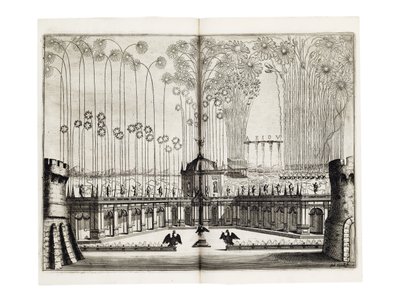 Ilotulitus Leopold I:n (1640-1705), Pyhän Rooman keisarin, ja Espanjan Margaret Theresan (1651-73) häiden kunniaksi Wienissä joulukuussa 1666 tekijältä Melchior Küsel
