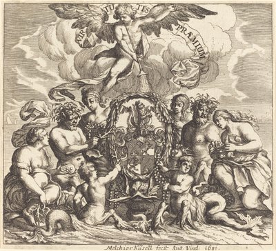 Omistussivu tekijältä Melchior Küsel after Johann Wilhelm Baur